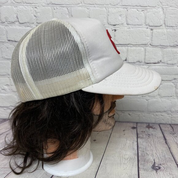 Vintage Texaco Trucker Hat Mesh Cap Snapback White Patch Oilfield - CRACKED BILL - Picture 4 of 12